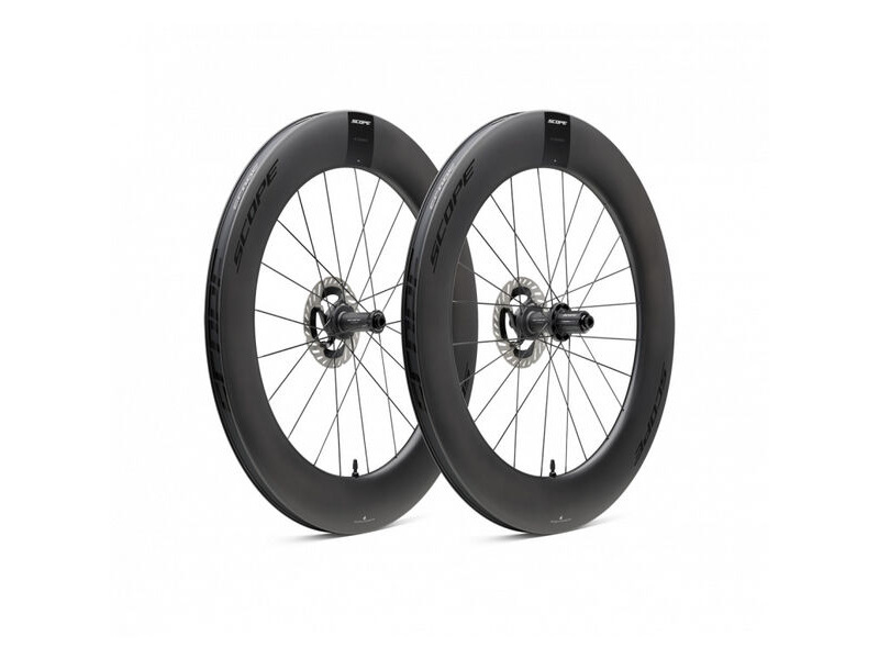 Scope Cycling R8.T V2 85mm TT Wheelset Disc Brake Black Shimano Carbon click to zoom image