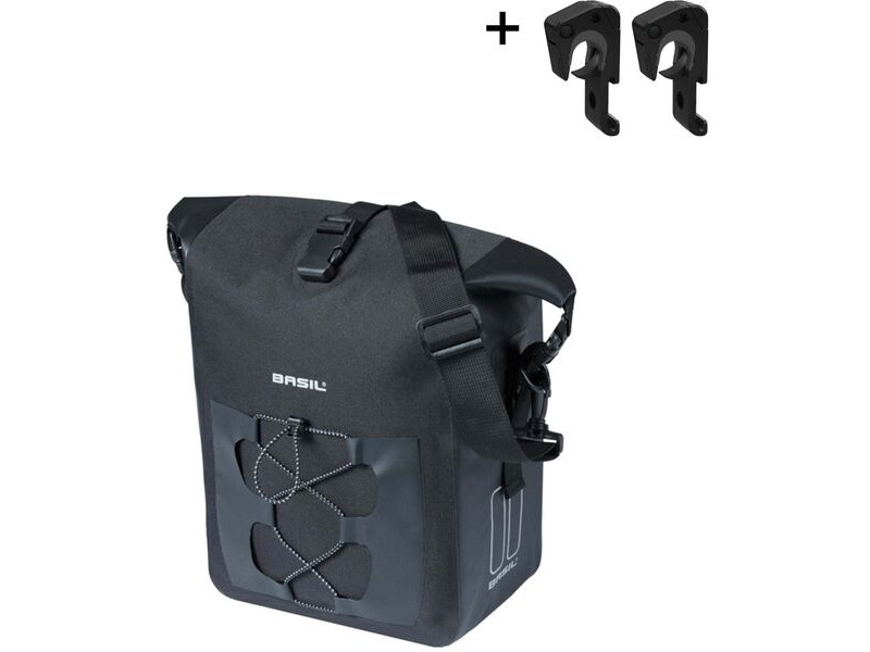 Basil Navigator Storm Medium, single pannier bag,MIK Hooks, 12-15L, black click to zoom image