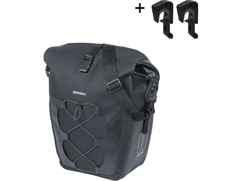 Basil Navigator Storm Large, single pannier bag,MIK Hooks, 25-31L, black click to zoom image