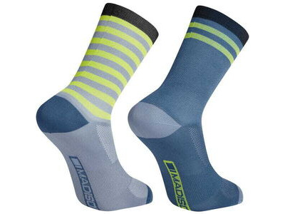 MADISON Sportive long sock twin pack - shale blue and lime punch stripe click to zoom image
