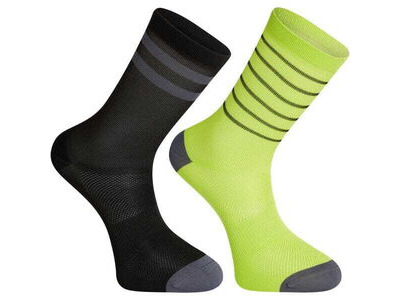 MADISON Sportive mid sock twin pack - black and lime punch