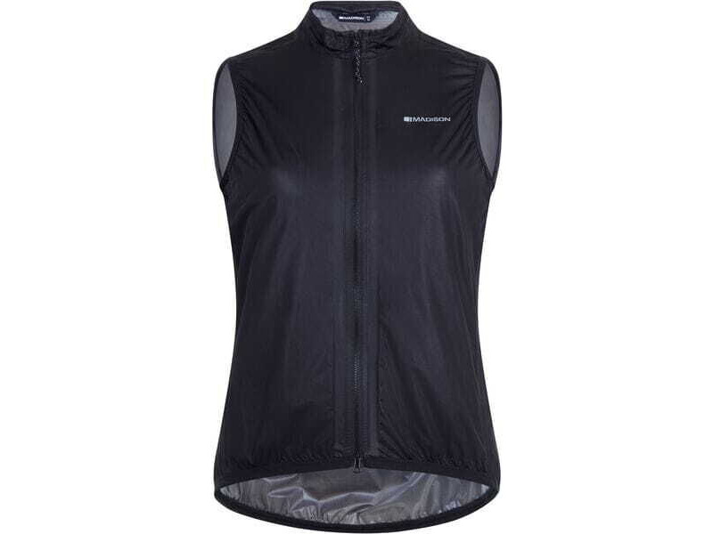 MADISON Flux Women's Ultra Packable Waterproof Gilet, black click to zoom image