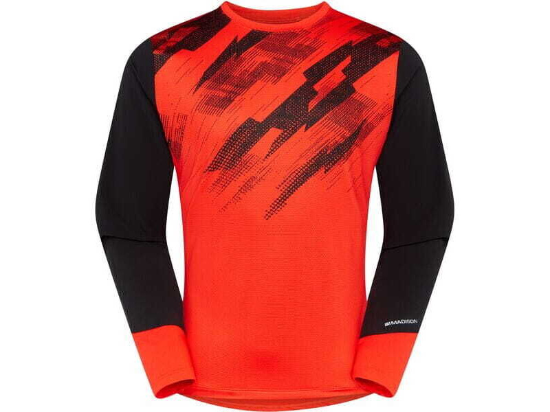 MADISON Flux Men's Long Sleeve Trail Jersey , magma red / black click to zoom image